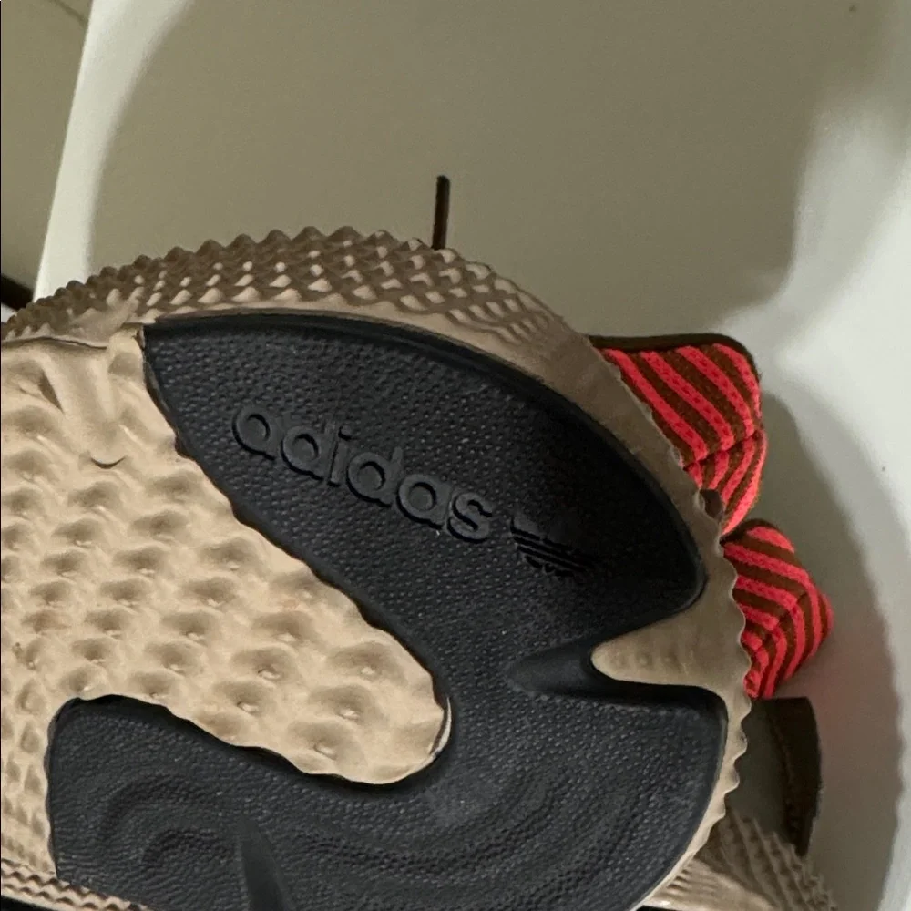 adidas Sneakers Olive Green Red Orange Accents